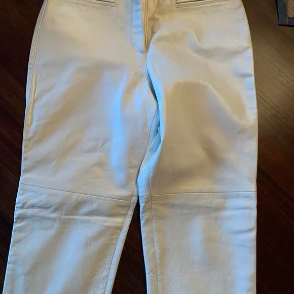 Lux White 100% real Leather Pants by Margaret Godfrey NWT women’s size 8 - Picture 4 of 9